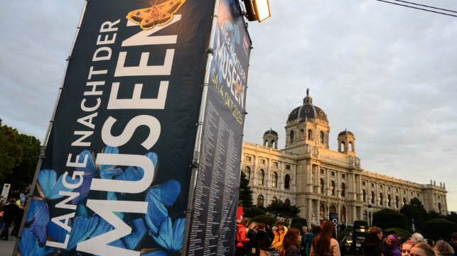 ORF-Lange Nacht der Museen Banner, Kunsthistorisches Museum im Hintergrund